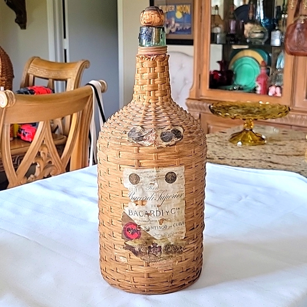 Large Vintage Demijohn Bacardi Rum